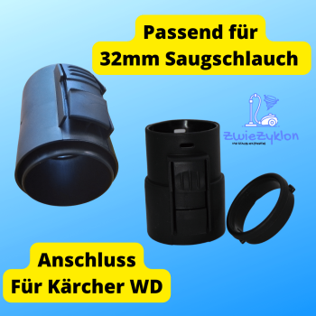 Anschlussmuffe für 32 mm Saugschlauch auf Kärcher WD Klick-Verschluss
